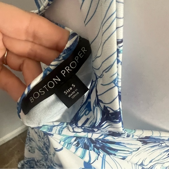 Boston Proper Blue and White Floral Criss Cross Maxi Dress Small - Picture 4 of 6